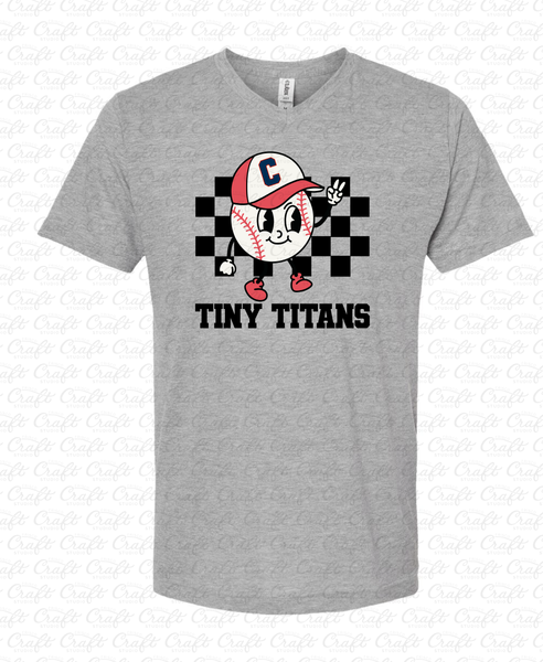 Curtsinger Teachers Tiny Titans Baseball V-Neck T-Shirt