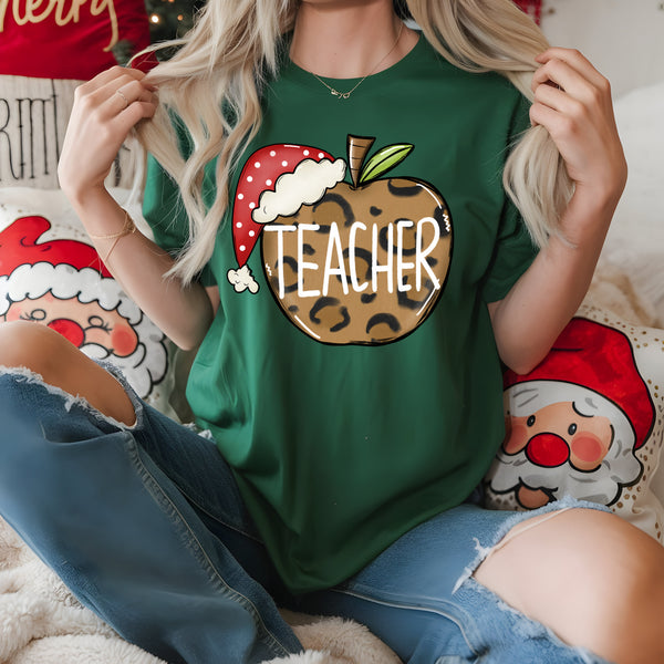 Teacher Leopard Christmas DTF