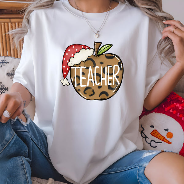 Teacher Leopard Christmas DTF