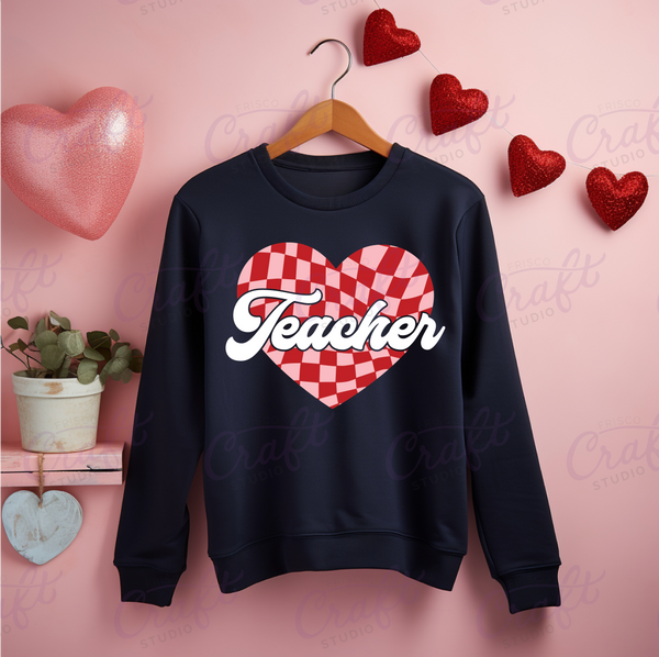Teacher Checkered Heart-Direct to Film Transfer