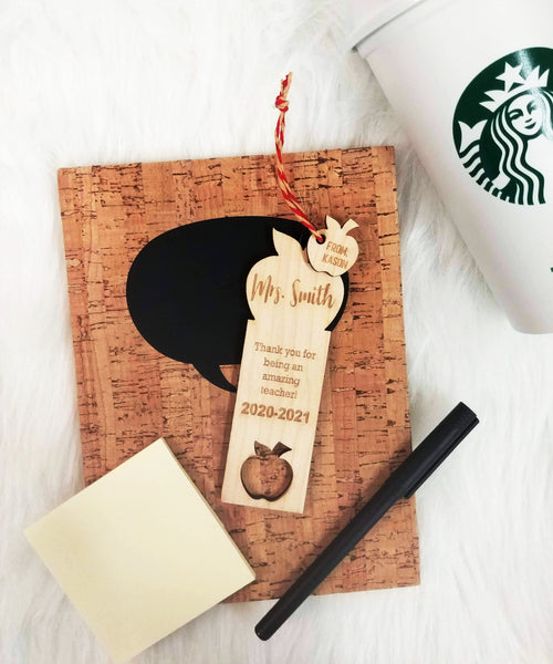Teacher Appreciation Apple Wood Bookmark