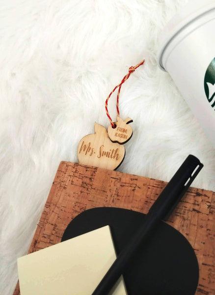 Teacher Appreciation Apple Wood Bookmark