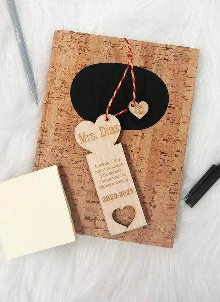 Teacher Appreciation Heart Wood Bookmark