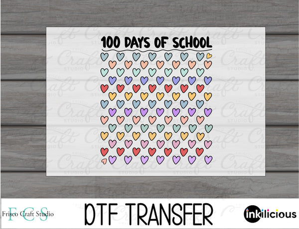 100 Days Hearts DTF