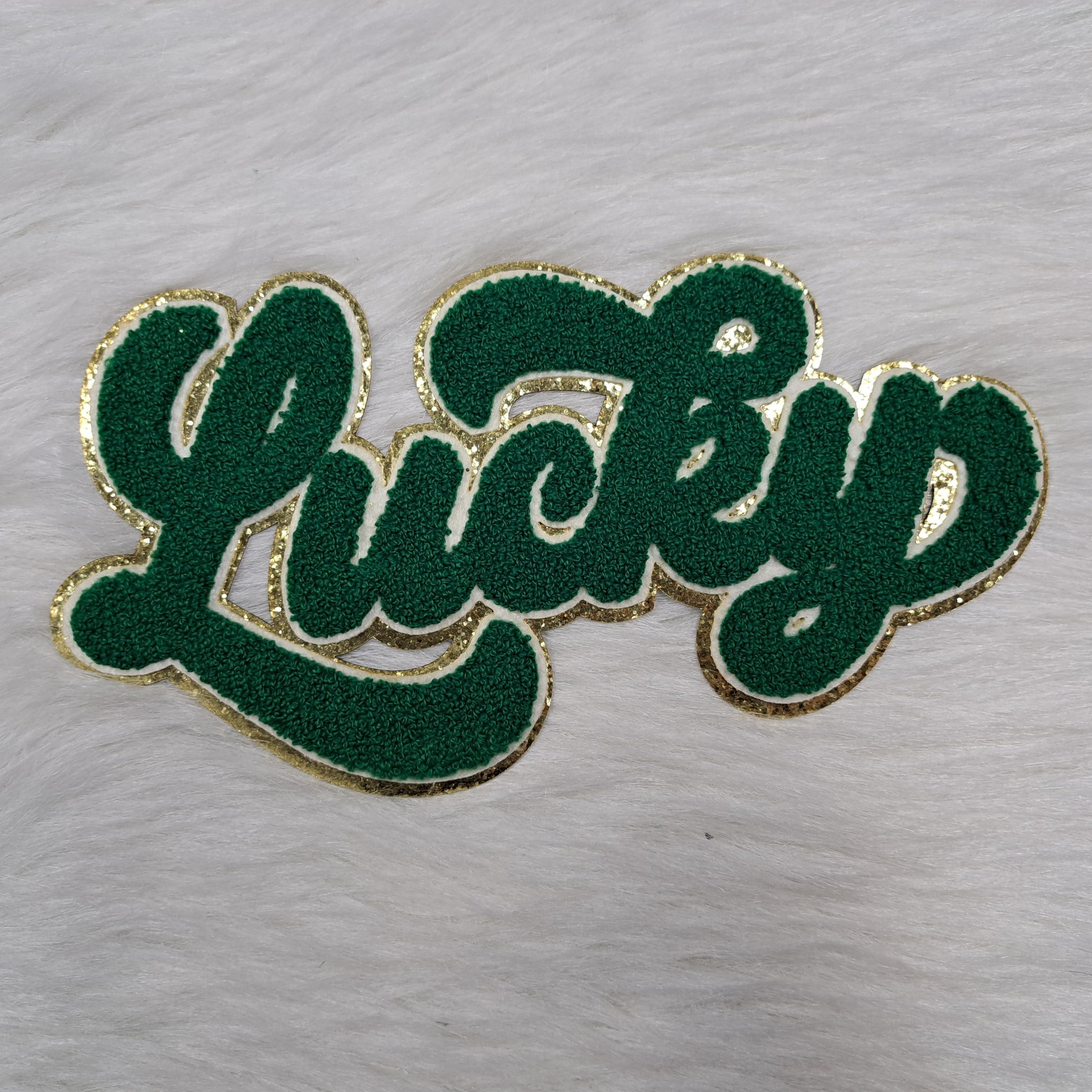 Dark Green Lucky Chenille Patch