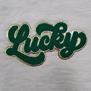 Dark Green Lucky Chenille Patch