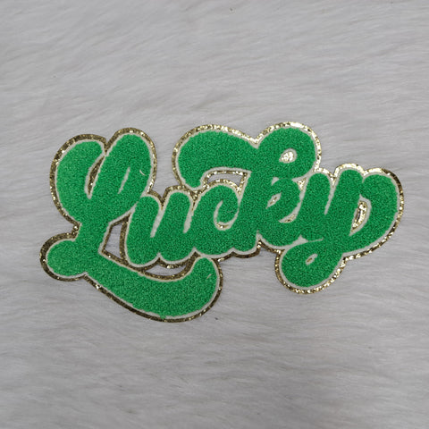 Green Lucky Chenille Patch