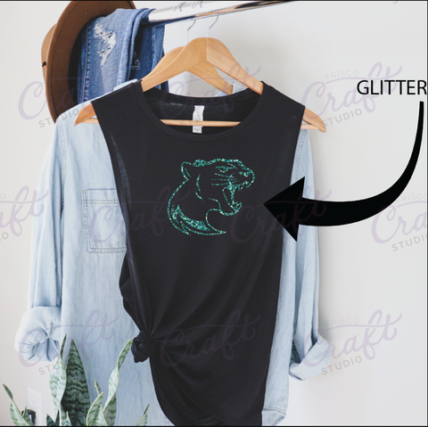 Glitter Panther Head-Panther Creek Football Booster