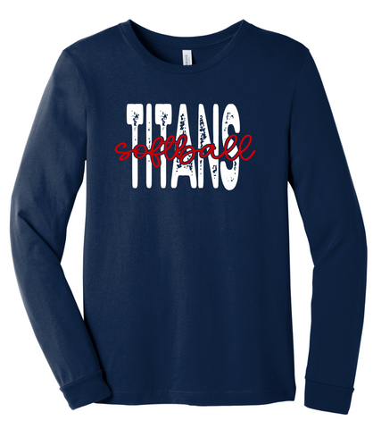 Distressed Titans Softball Cotton Long Sleeve T-Shirt