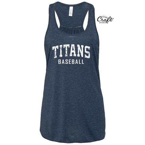 Centennial Baseball - Distressed Titans Baseball - Bella Canvas Flowy Racerback Tank Top