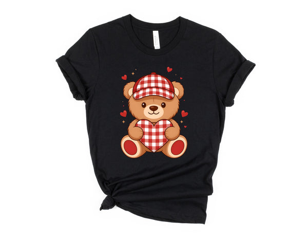 Checkered Valentines Boy Teddy Bear DTF