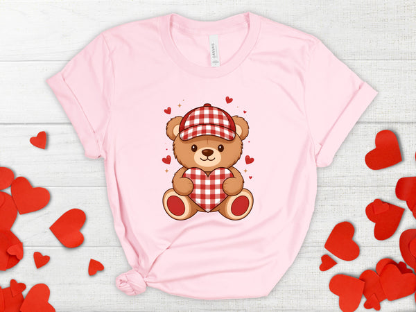 Checkered Valentines Boy Teddy Bear DTF
