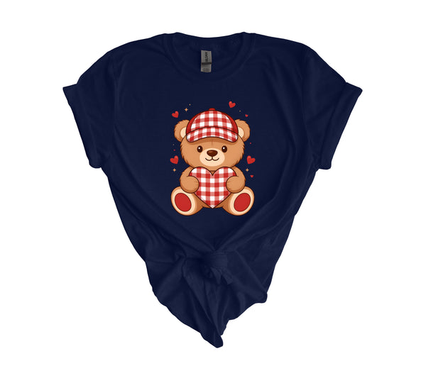 Checkered Valentines Boy Teddy Bear DTF