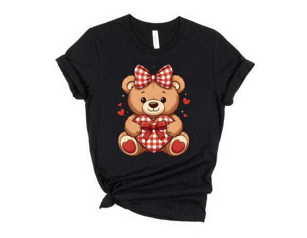 Checkered Valentines Girl Teddy Bear DTF