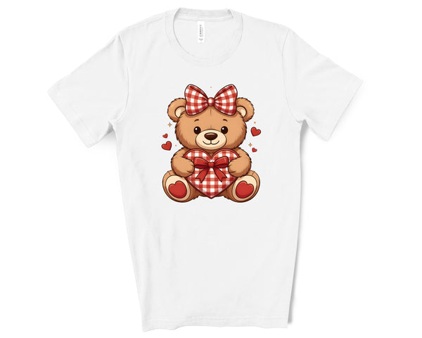 Checkered Valentines Girl Teddy Bear DTF