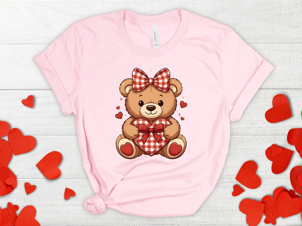 Checkered Valentines Girl Teddy Bear DTF