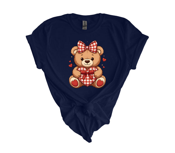 Checkered Valentines Girl Teddy Bear DTF