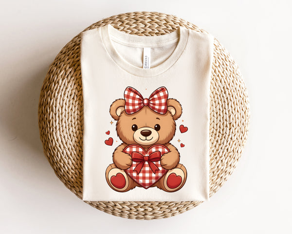 Checkered Valentines Girl Teddy Bear DTF
