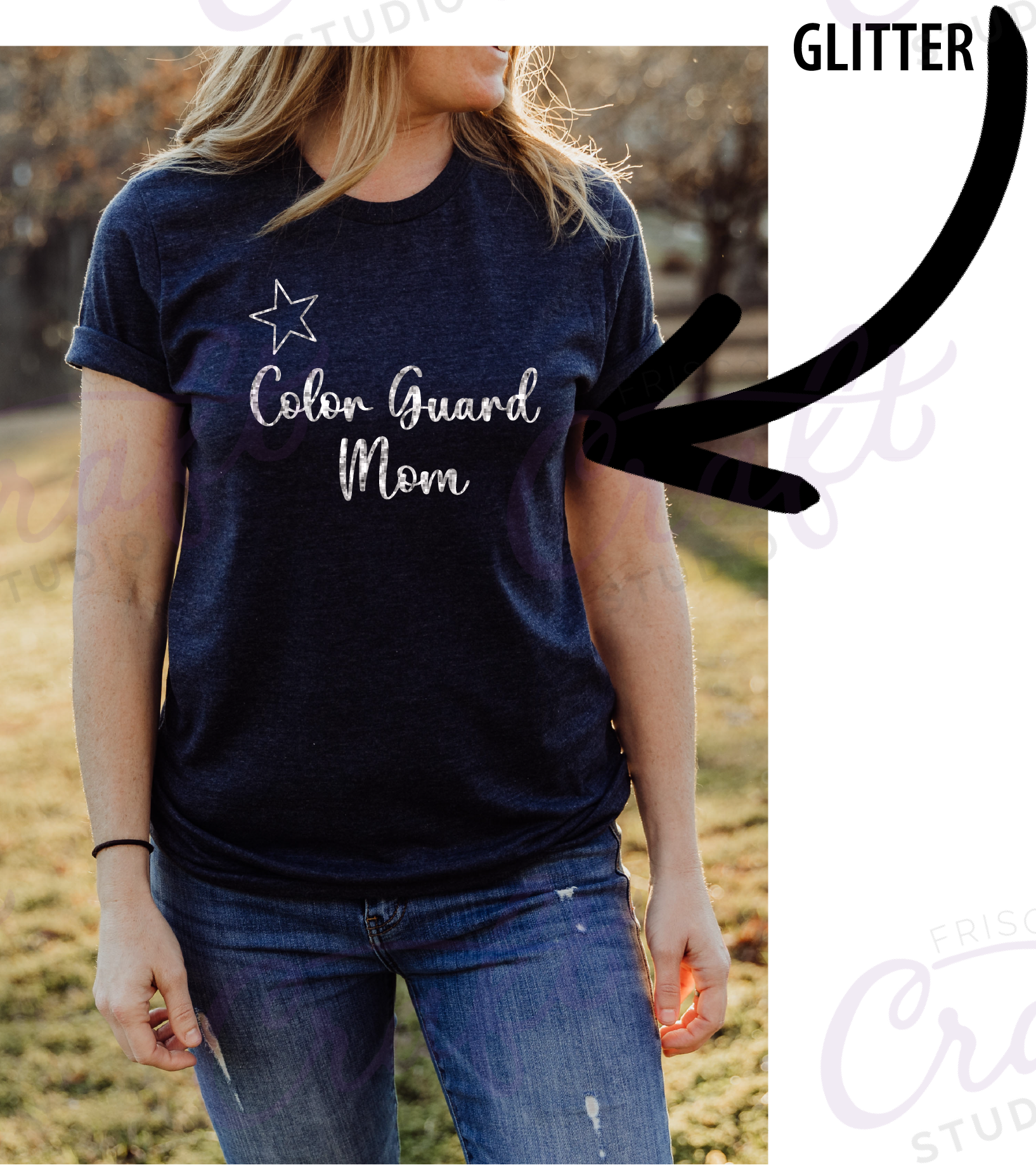 Color Guard Mom-Navy with Silver Glitter