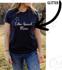 Color Guard Mom-Navy with Silver Glitter