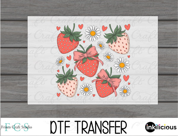 Coquette Valentines Day Strawberries DTF