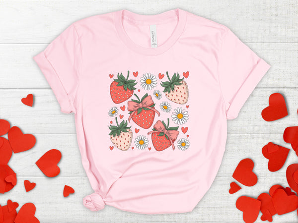 Coquette Valentines Day Strawberries DTF