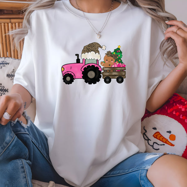 Christmas Girl Tractor DTF