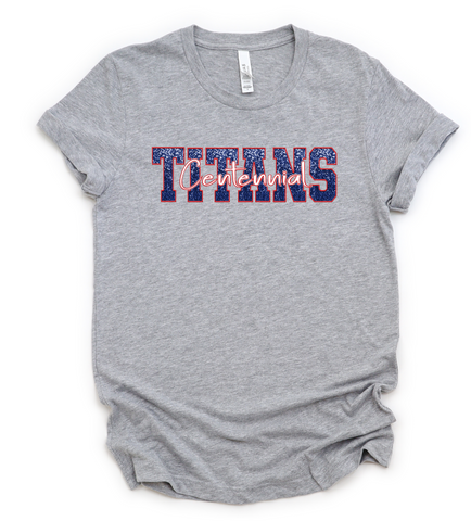 Faux Glitter Sequin Centennial Titans Cotton T-Shirt