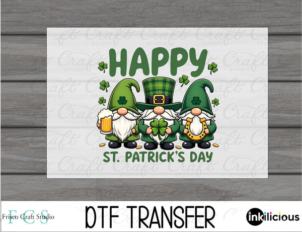 Happy St. Patrick's Day Gnomes DTF