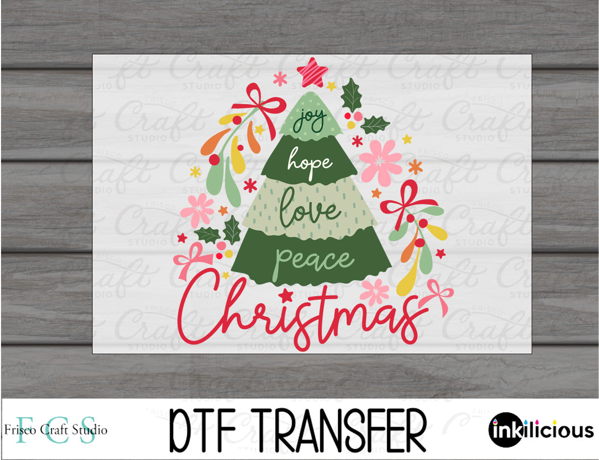 Joy Hope Love Peace Christmas DTF