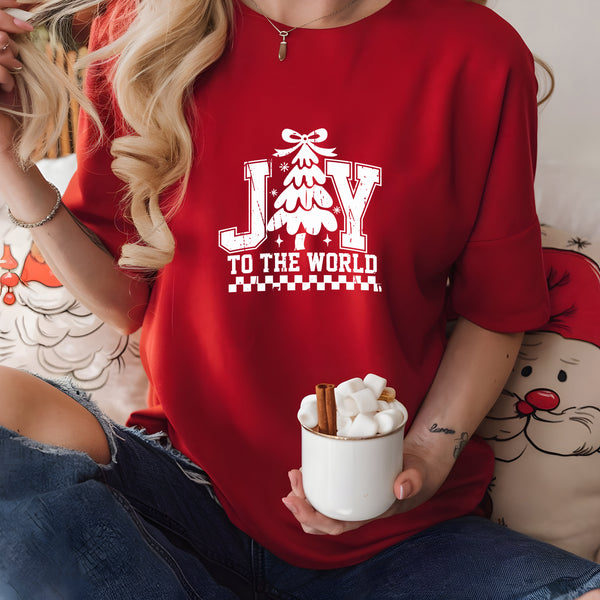 Joy to the World Distressed White DTF