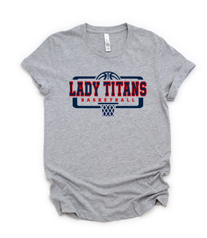 Lady Titans Basketball Grey Short Sleeve Cotton T-Shirt