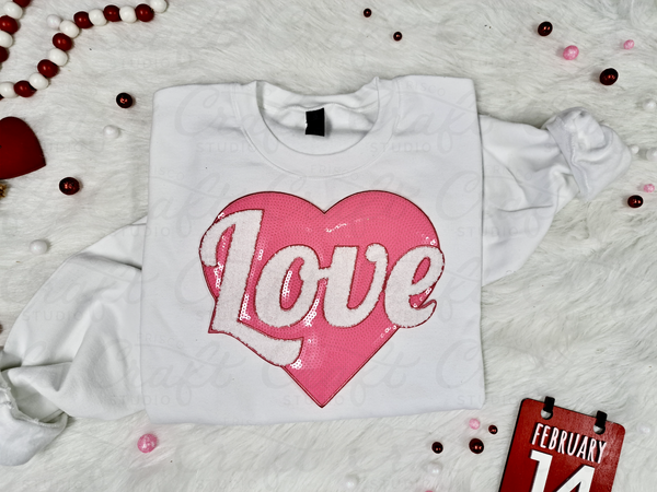 Pink Sequin Heart Patch