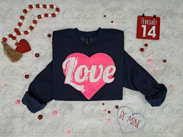 Pink Sequin Heart Patch