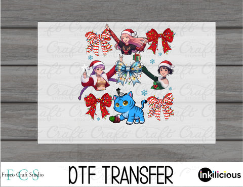 Coquette Bow Huntrix Christmas DTF