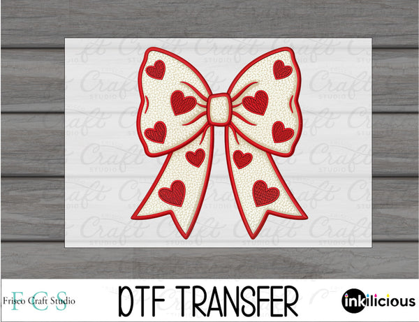 Valentines Day Bow Faux Patch DTF