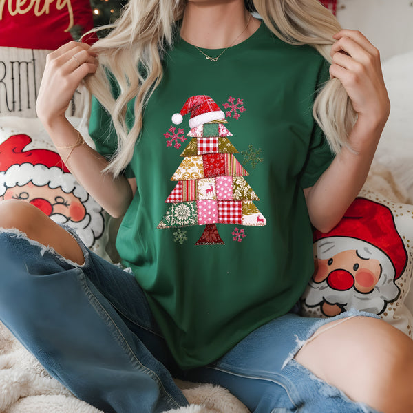 Patchwork Christmas Tree DTF