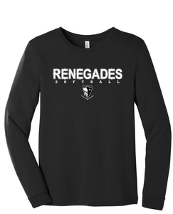 Renegades Softball Varsity Cotton Long Sleeve - Black