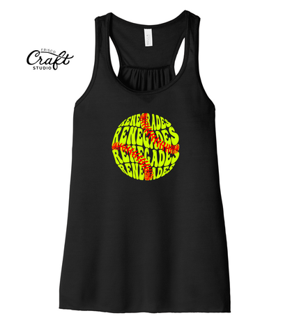 Renegades Softball Word Cloud Flowy Racerback Tank - Black