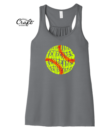 Renegades Softball Word Cloud Flowy Racerback Tank - Grey