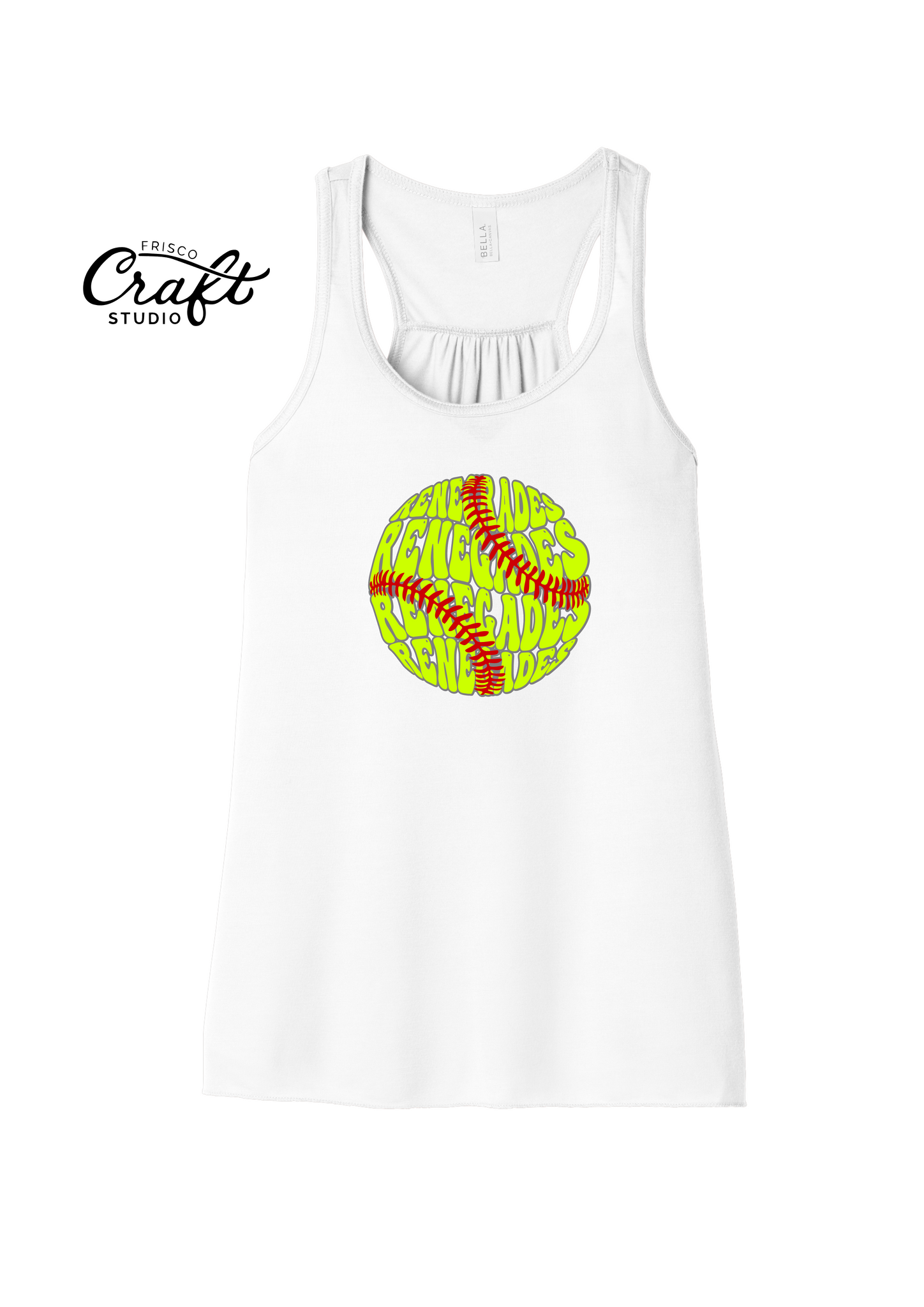 Renegades Softball Word Cloud Flowy Racerback Tank - White