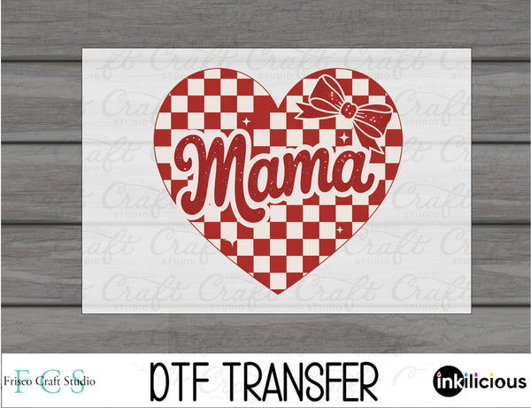 Retro Mama Checkered Heart DTF
