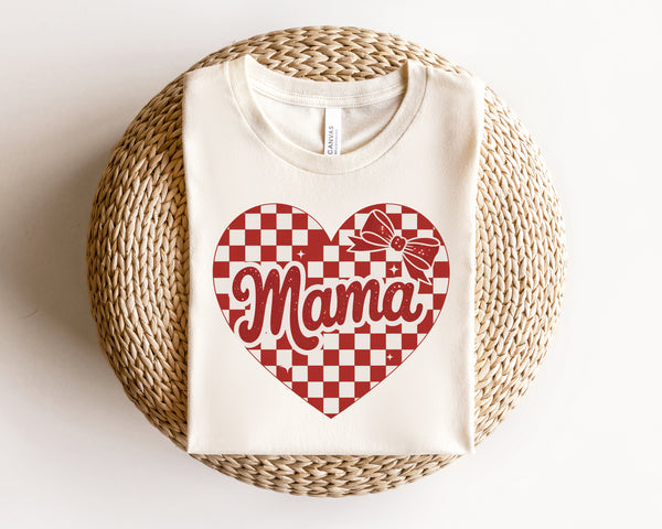 Retro Mama Checkered Heart DTF