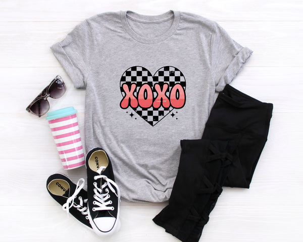 Retro XOXO Checkered Heart DTF