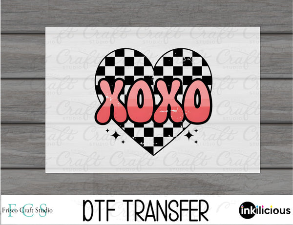 Retro XOXO Checkered Heart DTF