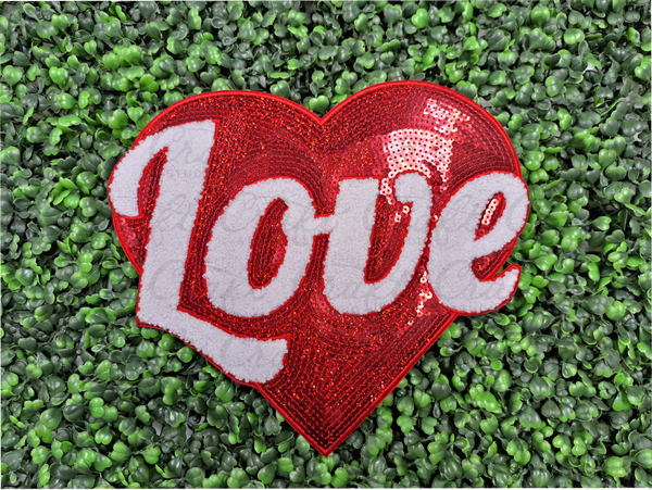 Red Sequin Heart Patch