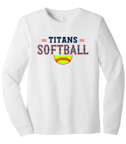 Striped Titans Softball Cotton Long Sleeve T-Shirt