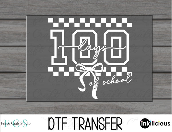 100 Days Checkered Bow DTF