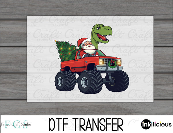T-Rex and Santa DTF