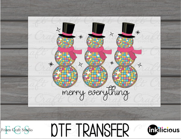 Disco Snowman Merry Everything DTF